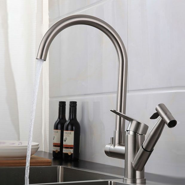 Contemporary Pull Down Kitchen Faucet 2- Handle 2-Function Faucet with Pull Out Sprayer Clearhalo 'Home Improvement' 'home_improvement' 'home_improvement_kitchen_faucets' 'Kitchen Faucets' 'Kitchen Remodel & Kitchen Fixtures' 'Kitchen Sinks & Faucet Components' 'kitchen_faucets' 1200x1200_9c64737c-94a2-49b8-9b6d-457d3fe86389