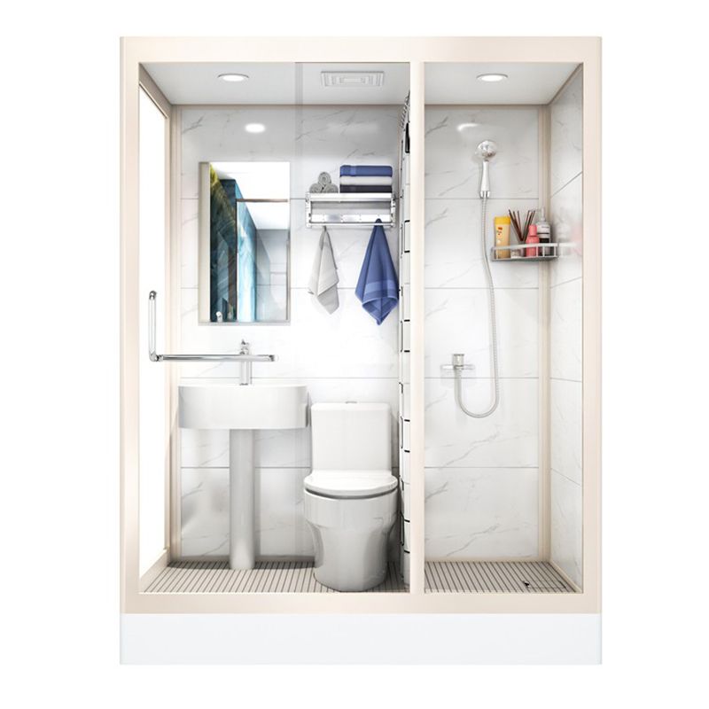 Clear and Frosted Shower Enclosure Easy Clean Glass Shower Kit Clearhalo 'Bathroom Remodel & Bathroom Fixtures' 'Home Improvement' 'home_improvement' 'home_improvement_shower_stalls_enclosures' 'Shower Stalls & Enclosures' 'shower_stalls_enclosures' 'Showers & Bathtubs' 1200x1200_9c680aff-3b63-4c54-a5c8-fae601bb583b