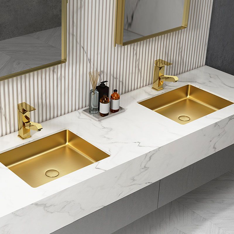 Modern Bathroom Sink Metal Rectangular Drop-in Bathroom Sink with Pop-Up Drain Clearhalo 'Bathroom Remodel & Bathroom Fixtures' 'Bathroom Sinks & Faucet Components' 'Bathroom Sinks' 'bathroom_sink' 'Home Improvement' 'home_improvement' 'home_improvement_bathroom_sink' 1200x1200_9c72c680-208d-4b66-b3bf-afbb1ad33438