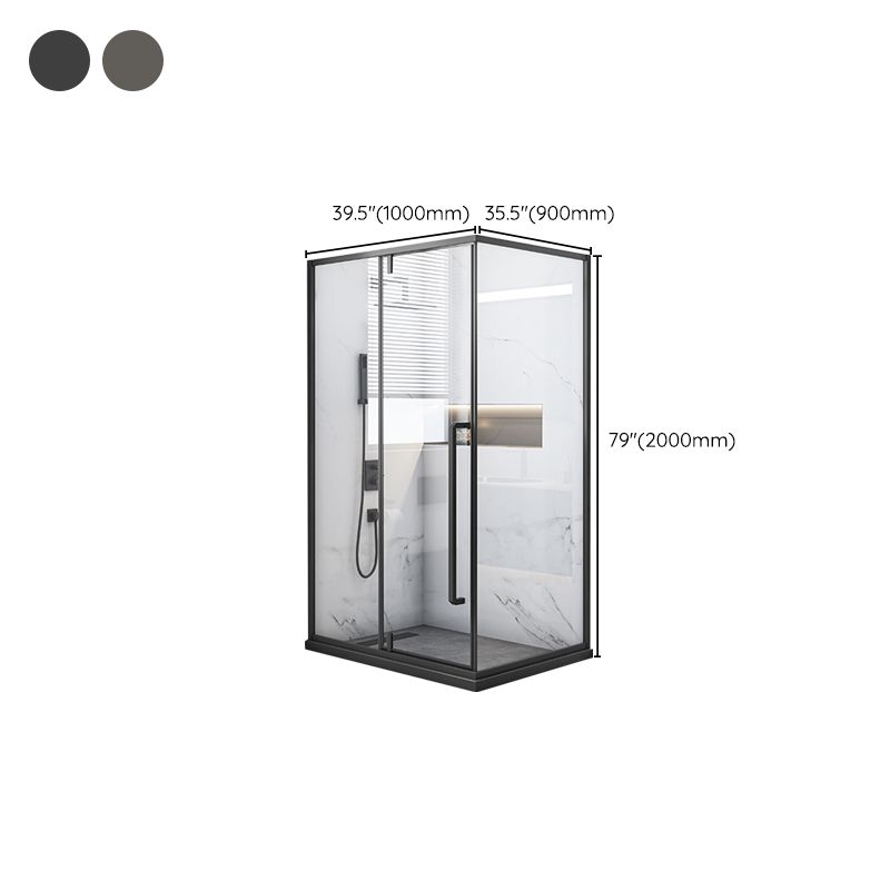 Grey Framed Shower Bath Door Pivot Transparent Tempered Shower Doors Clearhalo 'Bathroom Remodel & Bathroom Fixtures' 'Home Improvement' 'home_improvement' 'home_improvement_shower_tub_doors' 'Shower and Tub Doors' 'shower_tub_doors' 'Showers & Bathtubs' 1200x1200_9c74d349-7197-4761-a661-bdc66daabe9b