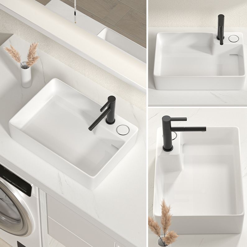 Modern Vessel Bathroom Sink Rectangular Porcelain with Overflow and Faucet Basin Sink Clearhalo 'Bathroom Remodel & Bathroom Fixtures' 'Bathroom Sinks & Faucet Components' 'Bathroom Sinks' 'bathroom_sink' 'Home Improvement' 'home_improvement' 'home_improvement_bathroom_sink' 1200x1200_9c7b117d-89ed-4235-8c13-3b4513eafd66
