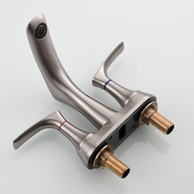 Square 2-Handle Bathroom Faucet 3 Hole Centerset Lavatory Faucet Clearhalo 'Bathroom Remodel & Bathroom Fixtures' 'Bathroom Sink Faucets' 'Bathroom Sinks & Faucet Components' 'bathroom_sink_faucets' 'Home Improvement' 'home_improvement' 'home_improvement_bathroom_sink_faucets' 1200x1200_9c7cc19b-069c-4b8f-9373-4a868ce020a3