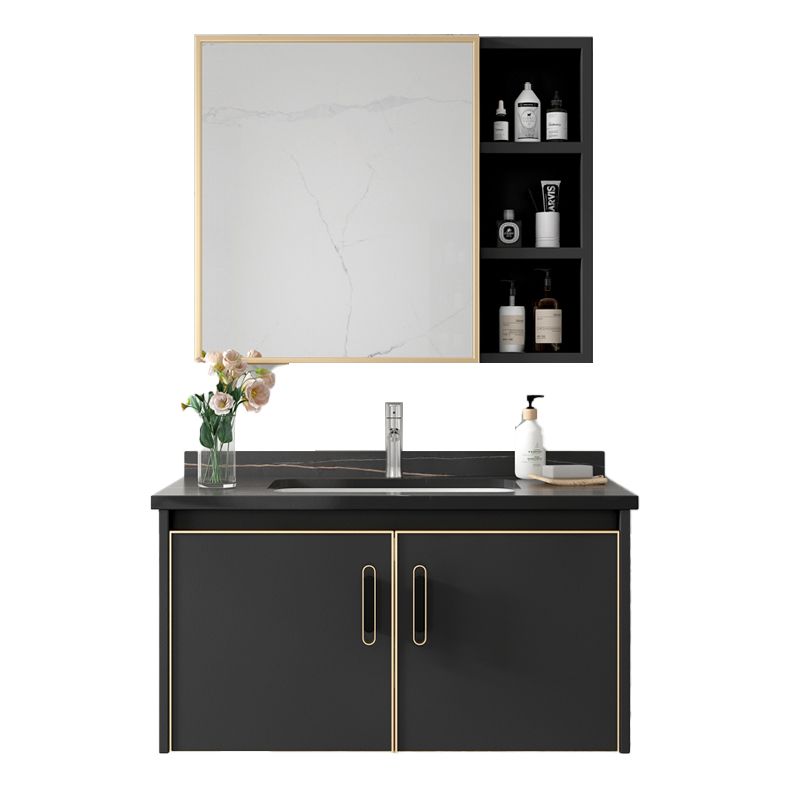 Glam Single Sink Vanity Metal Frame Rectangular Wall Mount Bath Vanity Clearhalo 'Bathroom Remodel & Bathroom Fixtures' 'Bathroom Vanities' 'bathroom_vanities' 'Home Improvement' 'home_improvement' 'home_improvement_bathroom_vanities' 1200x1200_9ca3a5dd-72d9-488b-9097-c2c3018ec8f8