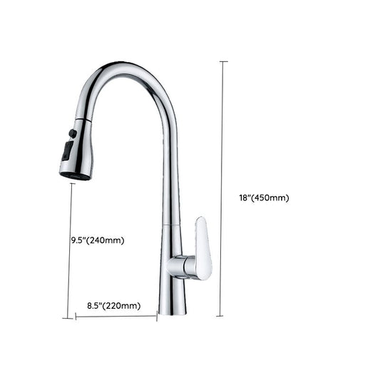Modern Style Kitchen Faucet Copper Lever Handle Gooseneck Kitchen Faucet Clearhalo 'Home Improvement' 'home_improvement' 'home_improvement_kitchen_faucets' 'Kitchen Faucets' 'Kitchen Remodel & Kitchen Fixtures' 'Kitchen Sinks & Faucet Components' 'kitchen_faucets' 1200x1200_9ca96faa-472c-4077-b661-aa84d14d36f1