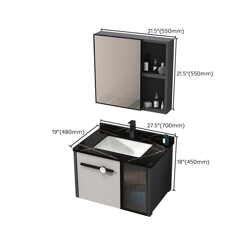 Metal Base Modern Bathroom Vanity Single Rectangular Wall Mount Vanity Set Clearhalo 'Bathroom Remodel & Bathroom Fixtures' 'Bathroom Vanities' 'bathroom_vanities' 'Home Improvement' 'home_improvement' 'home_improvement_bathroom_vanities' 1200x1200_9cd94097-c426-4dea-97ae-43e4e393af51