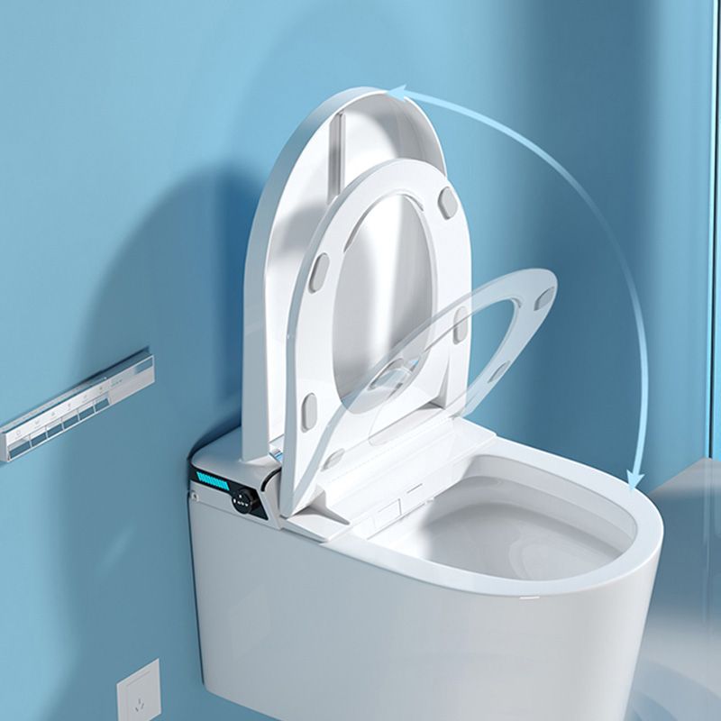 Elongated Wall Hung Toilet Set Foot Sensor Ceramic Wall Mounted Bidet in White Clearhalo 'Bathroom Remodel & Bathroom Fixtures' 'Bidets' 'Home Improvement' 'home_improvement' 'home_improvement_bidets' 'Toilets & Bidets' 1200x1200_9d0274b4-a90d-4a25-b093-6e9ee9b40705