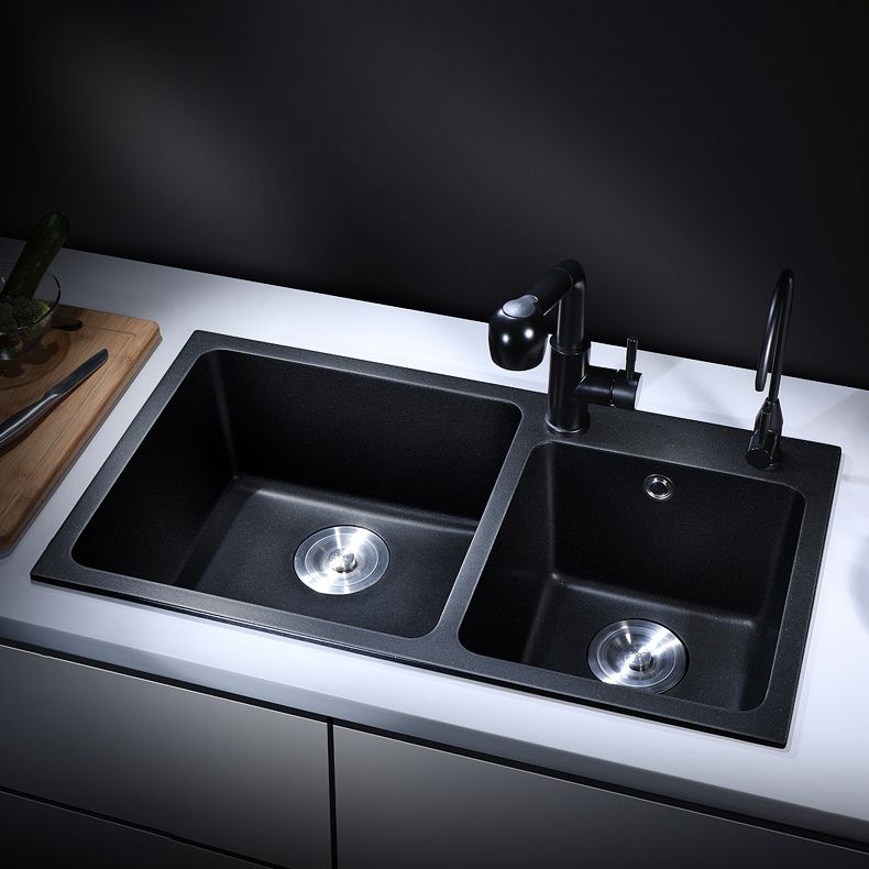 Modern Quartz Kitchen Double Basin Overflow Hole Sink Kitchen Sink in Black Clearhalo 'Home Improvement' 'home_improvement' 'home_improvement_kitchen_sinks' 'Kitchen Remodel & Kitchen Fixtures' 'Kitchen Sinks & Faucet Components' 'Kitchen Sinks' 'kitchen_sinks' 1200x1200_9d0a54ad-fb05-4457-ac21-ae7499b46769