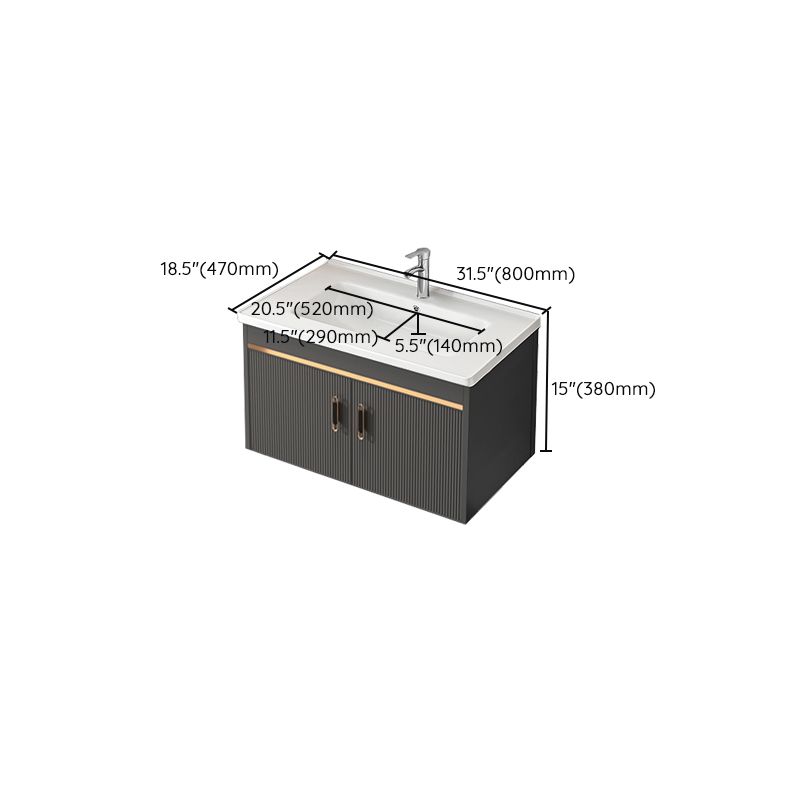 Metal Single Sink Bathroom Vanity Wall Mount Vanity Set with Mirror Clearhalo 'Bathroom Remodel & Bathroom Fixtures' 'Bathroom Vanities' 'bathroom_vanities' 'Home Improvement' 'home_improvement' 'home_improvement_bathroom_vanities' 1200x1200_9d266fc8-31f9-4e27-8b4b-3b19194d1050