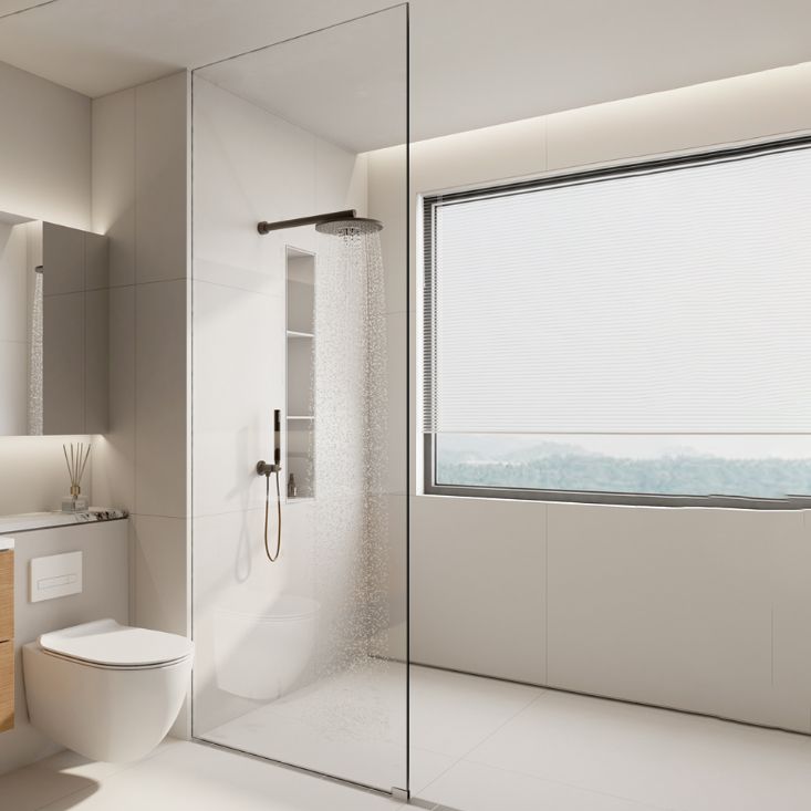 Single Fixed Shower Screen Frameless Half Partition Shower Bath Screen Clearhalo 'Bathroom Remodel & Bathroom Fixtures' 'Home Improvement' 'home_improvement' 'home_improvement_shower_tub_doors' 'Shower and Tub Doors' 'shower_tub_doors' 'Showers & Bathtubs' 1200x1200_9d294ba6-ce3d-41fe-a849-82dd553e654b