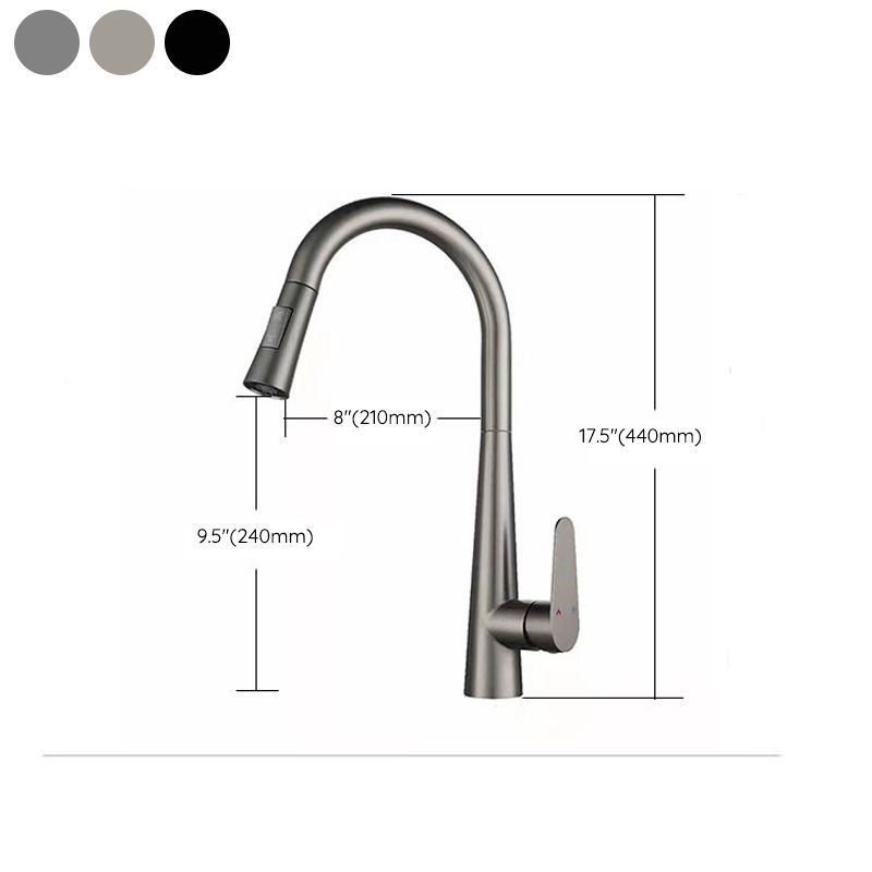 Modern Retractable Kitchen Faucet Stainless Steel 1-Handle High Arc Kitchen Faucet Clearhalo 'Home Improvement' 'home_improvement' 'home_improvement_kitchen_faucets' 'Kitchen Faucets' 'Kitchen Remodel & Kitchen Fixtures' 'Kitchen Sinks & Faucet Components' 'kitchen_faucets' 1200x1200_9d573a46-7fb5-4ec3-9cca-6e136a22f299