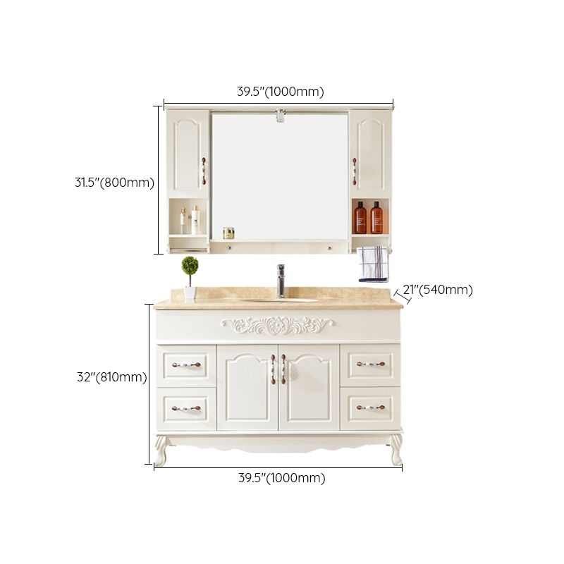 Wood Frame Bathroom Vanity White Freestanding Mirror Drawers Rectangle Vanity with 2 Doors Clearhalo 'Bathroom Remodel & Bathroom Fixtures' 'Bathroom Vanities' 'bathroom_vanities' 'Home Improvement' 'home_improvement' 'home_improvement_bathroom_vanities' 1200x1200_9d59c0d7-08df-4b10-8039-20936e5cd593