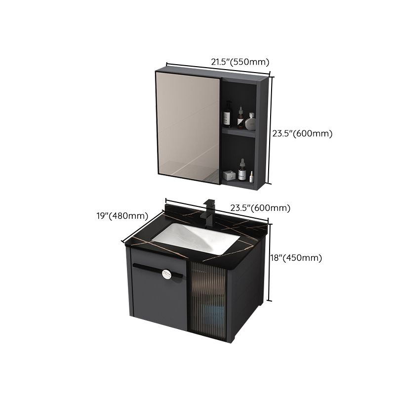 Rectangular Single Bathroom Vanity Modern Dark Gray Metal Base Vanity Set Clearhalo 'Bathroom Remodel & Bathroom Fixtures' 'Bathroom Vanities' 'bathroom_vanities' 'Home Improvement' 'home_improvement' 'home_improvement_bathroom_vanities' 1200x1200_9d76ad00-4973-40d4-95c0-4c1e2bf36456