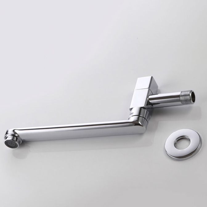 Contemporary Wall Mounted Bathroom Faucet Knob Handle Low Arc Rotatable Solid Brass Faucet Clearhalo 'Bathroom Remodel & Bathroom Fixtures' 'Bathroom Sink Faucets' 'Bathroom Sinks & Faucet Components' 'bathroom_sink_faucets' 'Home Improvement' 'home_improvement' 'home_improvement_bathroom_sink_faucets' 1200x1200_9d8044d8-5475-4761-a1ee-894302459255