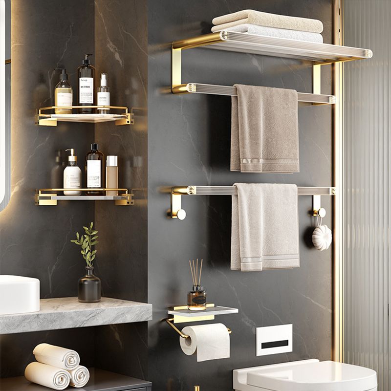 Bathroom Accessory Set in Gold Metal and Acrylic Bath Hardware Set Clearhalo 'Bathroom Hardware Sets' 'Bathroom Hardware' 'Bathroom Remodel & Bathroom Fixtures' 'bathroom_hardware_sets' 'Home Improvement' 'home_improvement' 'home_improvement_bathroom_hardware_sets' 1200x1200_9d9eb091-d0bc-43a3-8a60-0a3939cd0123