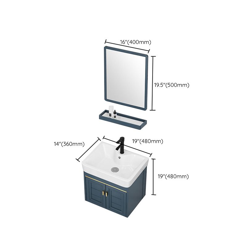 Wall Mounted Vanity Mirror Metal Frame 2 Doors Rectangular Single Sink Bath Vanity Clearhalo 'Bathroom Remodel & Bathroom Fixtures' 'Bathroom Vanities' 'bathroom_vanities' 'Home Improvement' 'home_improvement' 'home_improvement_bathroom_vanities' 1200x1200_9db0e0e9-58c2-43e1-8276-73ec24aaea27
