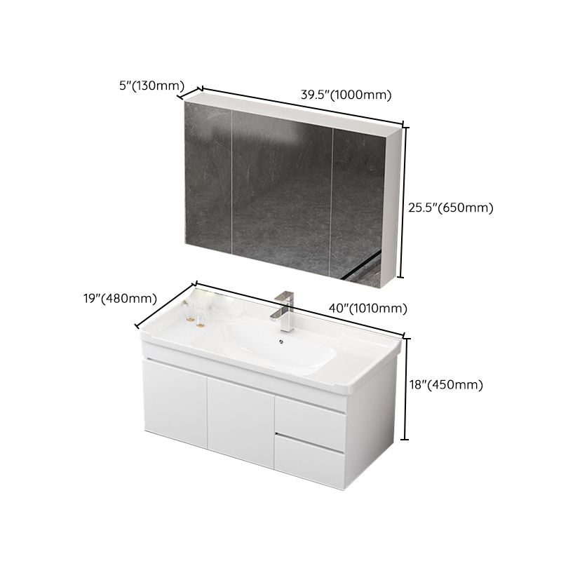 Wall Mount Single Bathroom Vanity Modern White Rectangular Wood Vanity Set Clearhalo 'Bathroom Remodel & Bathroom Fixtures' 'Bathroom Vanities' 'bathroom_vanities' 'Home Improvement' 'home_improvement' 'home_improvement_bathroom_vanities' 1200x1200_9dbf6c6d-4e0d-4f8c-a3a2-a79606a8b153