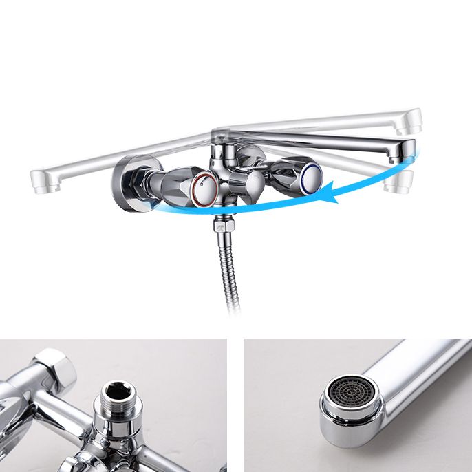 Contemporary Tub Faucet Trim Chrome Wall Mounted Swivel Spout with Handheld Shower Clearhalo 'Bathroom Remodel & Bathroom Fixtures' 'Bathtub Faucets' 'bathtub_faucets' 'Home Improvement' 'home_improvement' 'home_improvement_bathtub_faucets' 1200x1200_9dcbefa8-6354-4387-92f3-dfb94ad0e6c5