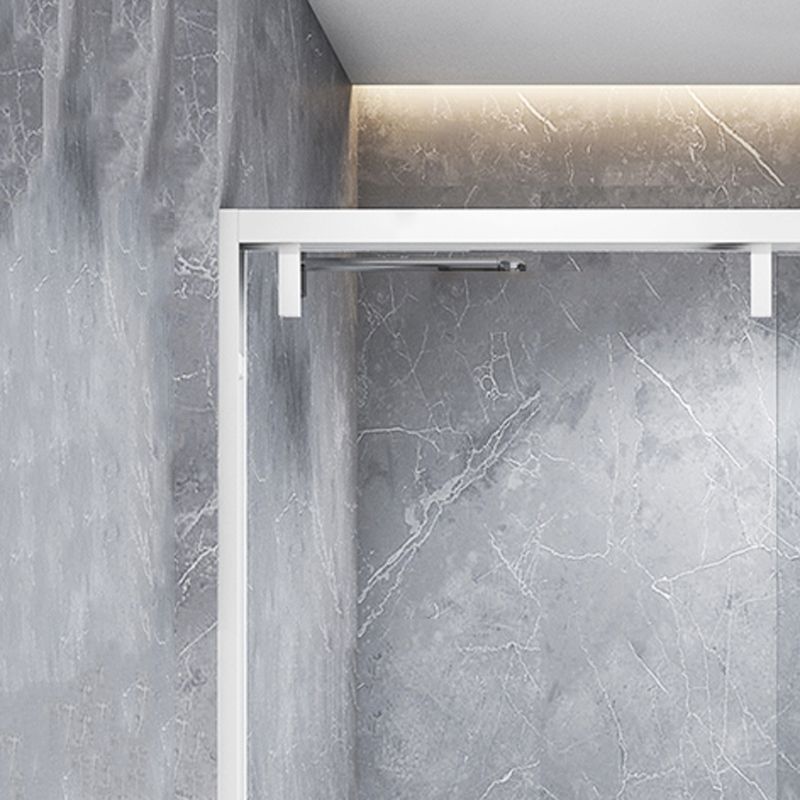 White Double Sliding Shower Door with Semi Frameless 304 Stainless Steel Frame Clearhalo 'Bathroom Remodel & Bathroom Fixtures' 'Home Improvement' 'home_improvement' 'home_improvement_shower_tub_doors' 'Shower and Tub Doors' 'shower_tub_doors' 'Showers & Bathtubs' 1200x1200_9dd5d6d1-a815-4ebf-8727-02ba17a939b0