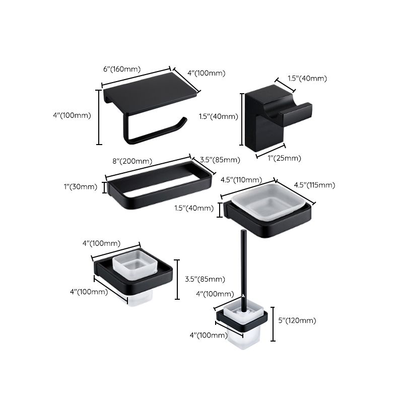 Black Bathroom Accessories Hardware Set with Towel Bar and Bath Shelf Clearhalo 'Bathroom Hardware Sets' 'Bathroom Hardware' 'Bathroom Remodel & Bathroom Fixtures' 'bathroom_hardware_sets' 'Home Improvement' 'home_improvement' 'home_improvement_bathroom_hardware_sets' 1200x1200_9dd72e03-ab72-4c8f-a8dc-cbf6f5ec115c