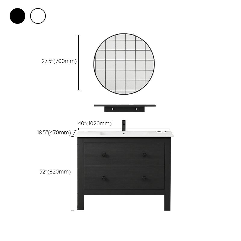 Freestanding Vanity Drawers Single Sink Rectangle Wood Frame Bathroom Vanity with Mirror Clearhalo 'Bathroom Remodel & Bathroom Fixtures' 'Bathroom Vanities' 'bathroom_vanities' 'Home Improvement' 'home_improvement' 'home_improvement_bathroom_vanities' 1200x1200_9dd7e5f2-b8cf-4b5b-885e-a5664cc060cd