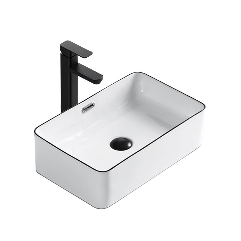 Modern Bathroom Sink Porcelain Rectangular with Overflow and Drain Assembly Basin Sink Clearhalo 'Bathroom Remodel & Bathroom Fixtures' 'Bathroom Sinks & Faucet Components' 'Bathroom Sinks' 'bathroom_sink' 'Home Improvement' 'home_improvement' 'home_improvement_bathroom_sink' 1200x1200_9dda6a49-990b-4ebc-9458-92ba3c7664e3