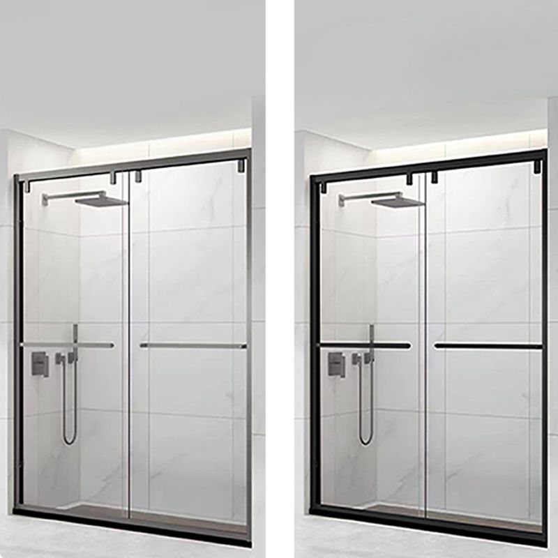 Double Shift Thickened Tempered Glass Shower Door, Semi Frameless Stainless Steel Clearhalo 'Bathroom Remodel & Bathroom Fixtures' 'Home Improvement' 'home_improvement' 'home_improvement_shower_tub_doors' 'Shower and Tub Doors' 'shower_tub_doors' 'Showers & Bathtubs' 1200x1200_9de32735-3a9e-4bc1-ab4f-a3295982d8e9