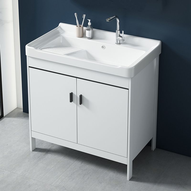 Gorgeous Metal Vanity Cabinet Freestanding Standard Open Console with Sink Set Clearhalo 'Bathroom Remodel & Bathroom Fixtures' 'Bathroom Vanities' 'bathroom_vanities' 'Home Improvement' 'home_improvement' 'home_improvement_bathroom_vanities' 1200x1200_9df057af-8b36-4850-adbc-ac66149eed59