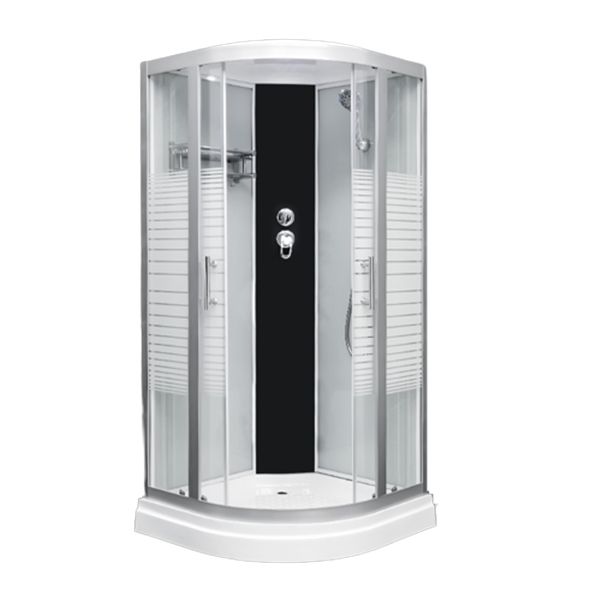 Round Easy Clean Glass Shower Stall Silver Door Handles Shower Stall Clearhalo 'Bathroom Remodel & Bathroom Fixtures' 'Home Improvement' 'home_improvement' 'home_improvement_shower_stalls_enclosures' 'Shower Stalls & Enclosures' 'shower_stalls_enclosures' 'Showers & Bathtubs' 1200x1200_9dfb043d-5cc8-4acd-b172-eff9af48b00d