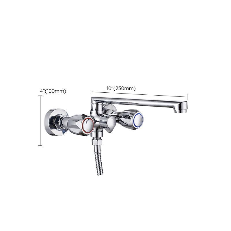 Contemporary Tub Faucet Trim Chrome Wall Mounted Swivel Spout with Handheld Shower Clearhalo 'Bathroom Remodel & Bathroom Fixtures' 'Bathtub Faucets' 'bathtub_faucets' 'Home Improvement' 'home_improvement' 'home_improvement_bathtub_faucets' 1200x1200_9dfbbe2c-ef02-495a-ac17-e8ad5102c3ba
