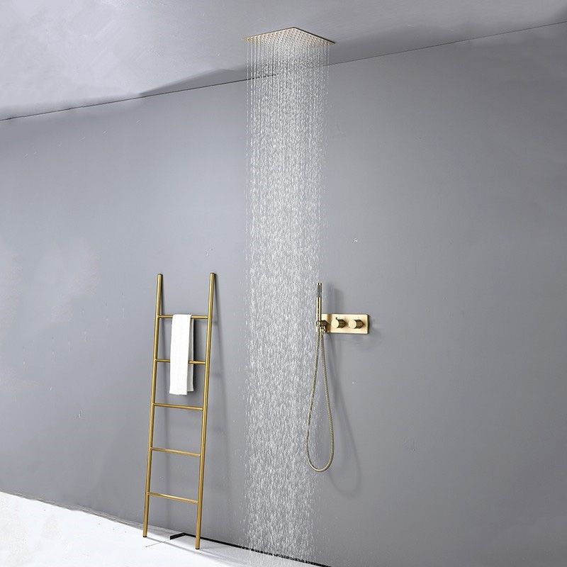 Modern Solid Color Shower Combo Ceiling Mounted Shower System Clearhalo 'Bathroom Remodel & Bathroom Fixtures' 'Home Improvement' 'home_improvement' 'home_improvement_shower_faucets' 'Shower Faucets & Systems' 'shower_faucets' 'Showers & Bathtubs Plumbing' 'Showers & Bathtubs' 1200x1200_9e149c66-0b5d-4593-b6dd-cec5c9a74d21