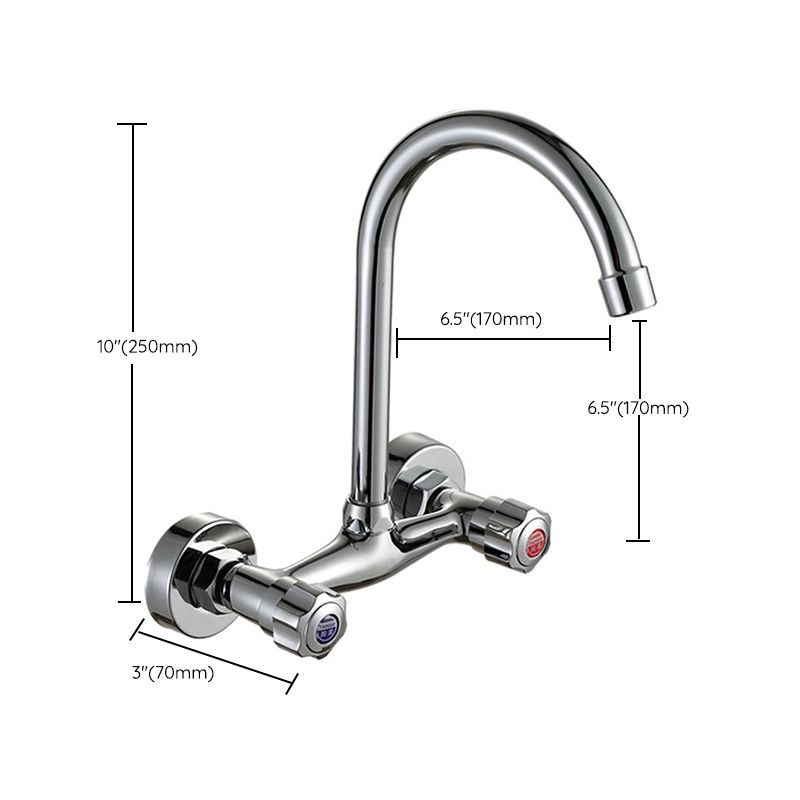 Brass Modern Kitchen Faucet No Sensor 2-Handle Faucet in Nickel Clearhalo 'Home Improvement' 'home_improvement' 'home_improvement_kitchen_faucets' 'Kitchen Faucets' 'Kitchen Remodel & Kitchen Fixtures' 'Kitchen Sinks & Faucet Components' 'kitchen_faucets' 1200x1200_9e23fc20-d329-409e-bfbe-a1591a1f0778