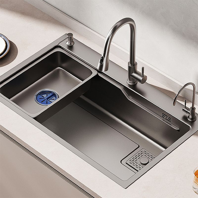 Contemporary Style Kitchen Sink Set Stainless Steel Friction Resistant Kitchen Sink Set Clearhalo 'Home Improvement' 'home_improvement' 'home_improvement_kitchen_sinks' 'Kitchen Remodel & Kitchen Fixtures' 'Kitchen Sinks & Faucet Components' 'Kitchen Sinks' 'kitchen_sinks' 1200x1200_9e2b59bb-d918-453b-84bf-9f5cc8f4e239