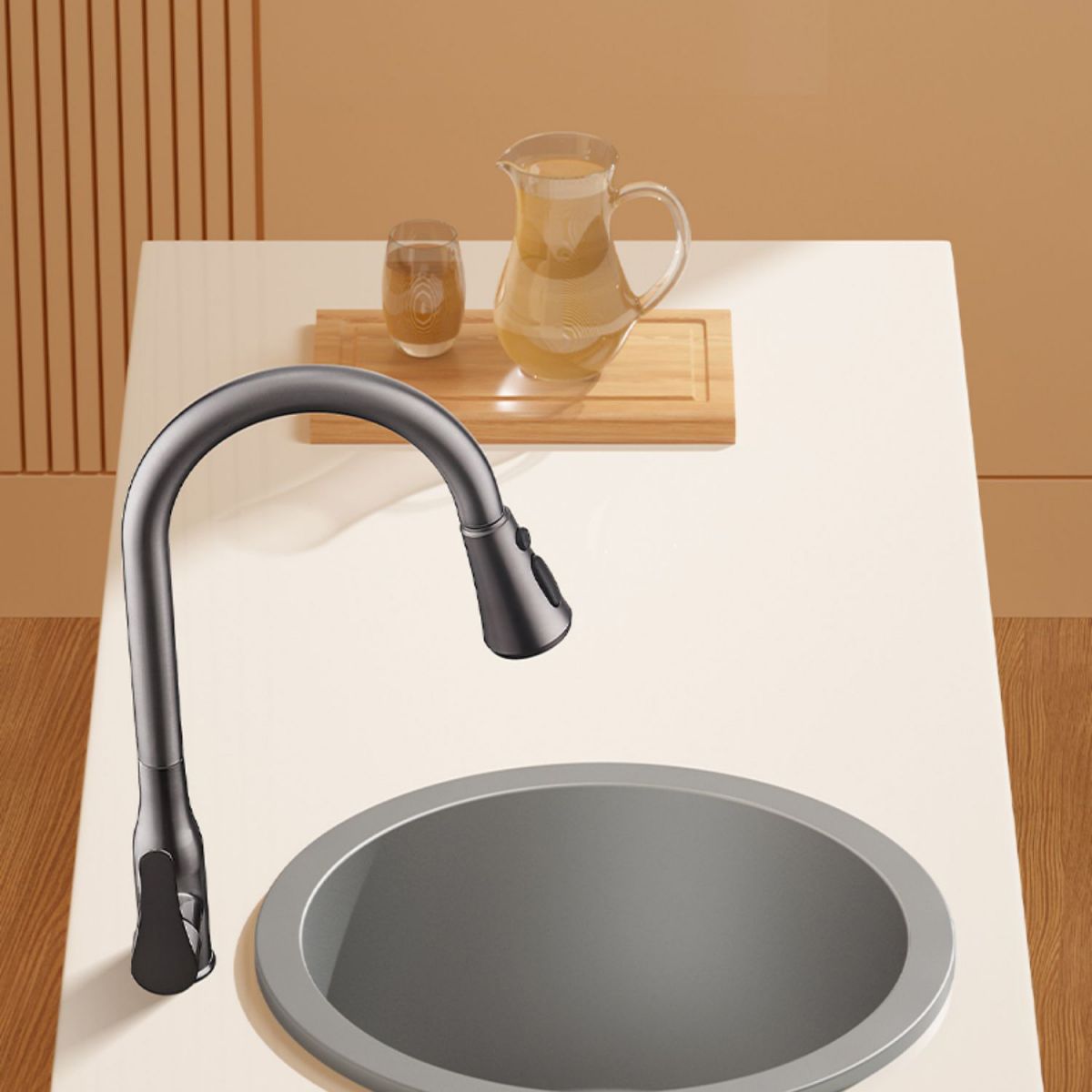 Quartz Kitchen Sink Round Single Bowl Kitchen Sink with Drain Assembly Clearhalo 'Home Improvement' 'home_improvement' 'home_improvement_kitchen_sinks' 'Kitchen Remodel & Kitchen Fixtures' 'Kitchen Sinks & Faucet Components' 'Kitchen Sinks' 'kitchen_sinks' 1200x1200_9e41928f-6318-4142-8ee0-9216e80dc297