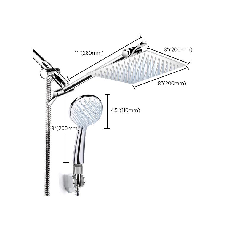 Silver Dual Shower Head 3 Setting Medium Flow Wall-Mount Showerhead Clearhalo 'Bathroom Remodel & Bathroom Fixtures' 'Home Improvement' 'home_improvement' 'home_improvement_shower_heads' 'Shower Heads' 'shower_heads' 'Showers & Bathtubs Plumbing' 'Showers & Bathtubs' 1200x1200_9e48f7d4-5fb9-428a-9cd7-b957fb099a65