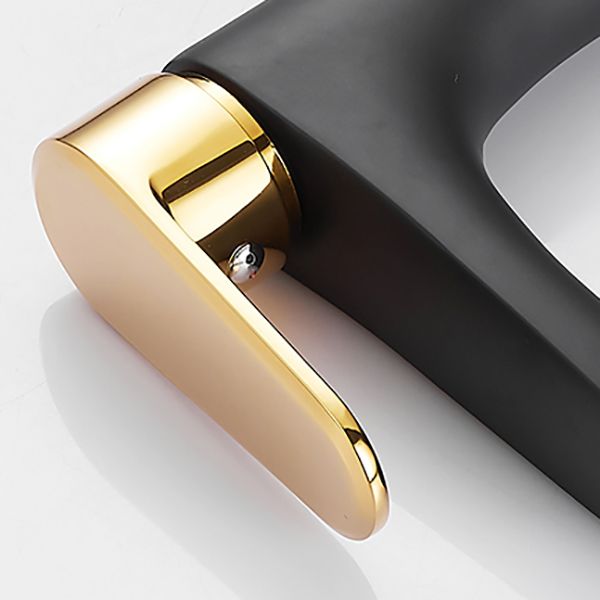 Black-Gold Vessel Sink Faucet Lever Handle Low Arc Vessel Faucet Clearhalo 'Bathroom Remodel & Bathroom Fixtures' 'Bathroom Sink Faucets' 'Bathroom Sinks & Faucet Components' 'bathroom_sink_faucets' 'Home Improvement' 'home_improvement' 'home_improvement_bathroom_sink_faucets' 1200x1200_9e521677-7af3-4240-972d-93644ee8b3a1