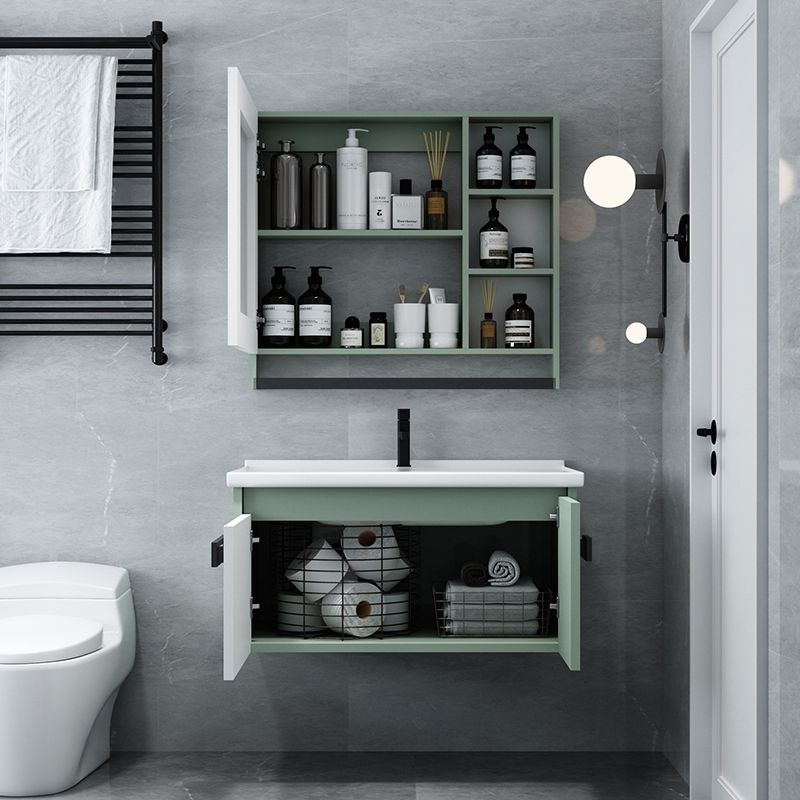 Glam Wood Sink Vanity Wood Wall Mount Bathroom Vanity with Mirror Clearhalo 'Bathroom Remodel & Bathroom Fixtures' 'Bathroom Vanities' 'bathroom_vanities' 'Home Improvement' 'home_improvement' 'home_improvement_bathroom_vanities' 1200x1200_9e5faed4-27db-481b-bb50-0df075a52cb3