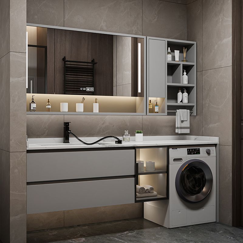 Modern Bathroom Sink Vanity Wooden Mirror Vanity Cabinet with Storage Shelving Clearhalo 'Bathroom Remodel & Bathroom Fixtures' 'Bathroom Vanities' 'bathroom_vanities' 'Home Improvement' 'home_improvement' 'home_improvement_bathroom_vanities' 1200x1200_9e72b33e-1815-4034-912d-e373c507ad28