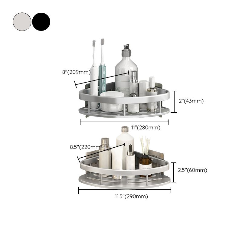 Silver/Black Bath Hardware Set Modern 1/2/3 - Piece Bath Shelf Clearhalo 'Bathroom Hardware Sets' 'Bathroom Hardware' 'Bathroom Remodel & Bathroom Fixtures' 'bathroom_hardware_sets' 'Home Improvement' 'home_improvement' 'home_improvement_bathroom_hardware_sets' 1200x1200_9e8197af-d213-4b10-aa69-c54a3fd903cf