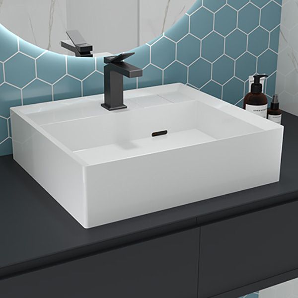 Modern Bathroom Sink Pop-Up Drain Porcelain Solid Color Rectangular Vessel Clearhalo 'Bathroom Remodel & Bathroom Fixtures' 'Bathroom Sinks & Faucet Components' 'Bathroom Sinks' 'bathroom_sink' 'Home Improvement' 'home_improvement' 'home_improvement_bathroom_sink' 1200x1200_9e890c52-8bb7-46c4-bc9d-98016cdef324