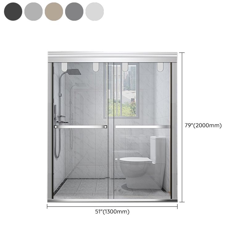 Single Sliding Semi-Frameless Shower Doors Tempered Clear Shower Door Clearhalo 'Bathroom Remodel & Bathroom Fixtures' 'Home Improvement' 'home_improvement' 'home_improvement_shower_tub_doors' 'Shower and Tub Doors' 'shower_tub_doors' 'Showers & Bathtubs' 1200x1200_9ea45465-5c4f-45f7-99a9-98d0f3aea9a3