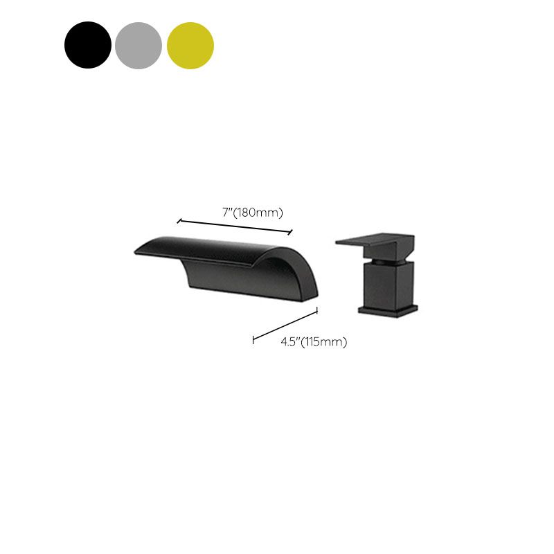 Waterfall Spout Tub Filler with 1 Handle Deck Mount Bathroom Faucet Clearhalo 'Bathroom Remodel & Bathroom Fixtures' 'Bathtub Faucets' 'bathtub_faucets' 'Home Improvement' 'home_improvement' 'home_improvement_bathtub_faucets' 1200x1200_9ea759f4-21f9-4aca-8c80-6fd9125ce8d2