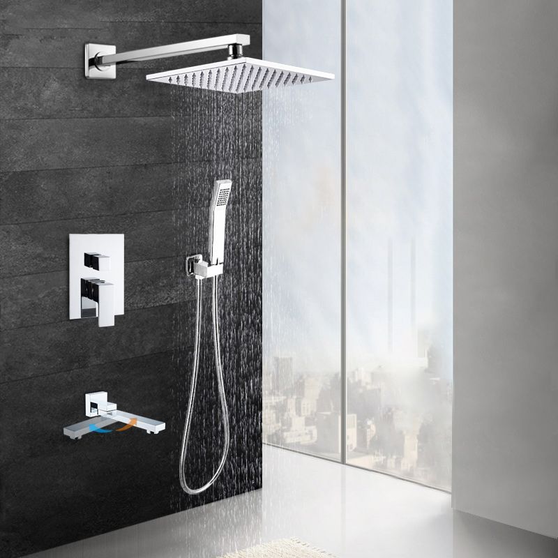 Modern Shower System Brass Adjustable Spray Pattern Ceiling Mounted Shower Combo Clearhalo 'Bathroom Remodel & Bathroom Fixtures' 'Home Improvement' 'home_improvement' 'home_improvement_shower_faucets' 'Shower Faucets & Systems' 'shower_faucets' 'Showers & Bathtubs Plumbing' 'Showers & Bathtubs' 1200x1200_9ebc5985-db10-4670-9525-7158e896b563