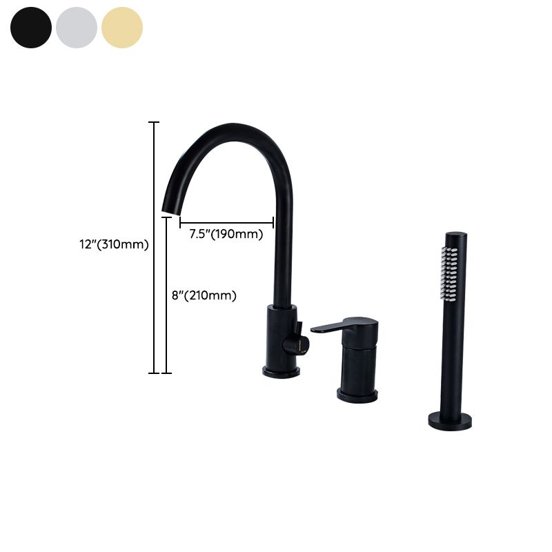 Modern Deck Mounted Tub Faucet Trim Metal Tub Faucet Trim with Hose Clearhalo 'Bathroom Remodel & Bathroom Fixtures' 'Bathtub Faucets' 'bathtub_faucets' 'Home Improvement' 'home_improvement' 'home_improvement_bathtub_faucets' 1200x1200_9ebe73af-044b-41a0-927a-d5aa6c43fd9c
