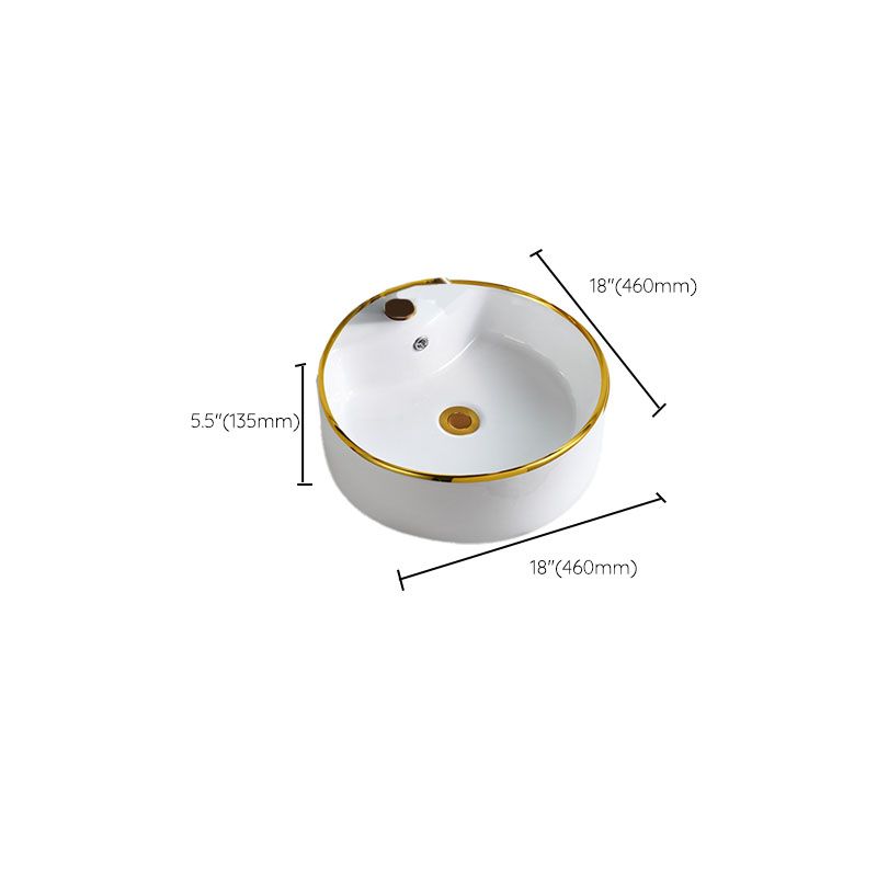 Round Bathroom Sink Ceramic Washroom Sink with Rod Handle Faucet Clearhalo 'Bathroom Remodel & Bathroom Fixtures' 'Bathroom Sinks & Faucet Components' 'Bathroom Sinks' 'bathroom_sink' 'Home Improvement' 'home_improvement' 'home_improvement_bathroom_sink' 1200x1200_9ef07951-9700-42df-ac42-ef70ae271a40