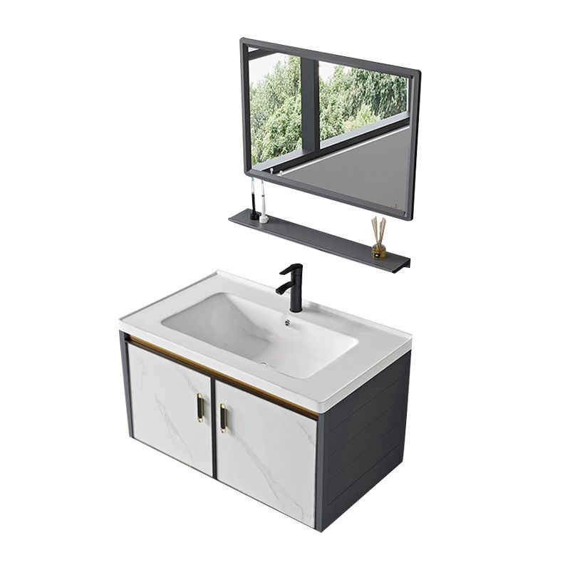Sink Vanity Wall Mounted Mirror Drawers Ceramic Bathroom Vanity with Faucet Clearhalo 'Bathroom Remodel & Bathroom Fixtures' 'Bathroom Vanities' 'bathroom_vanities' 'Home Improvement' 'home_improvement' 'home_improvement_bathroom_vanities' 1200x1200_9f0ab3df-d495-429f-ab8f-137d4ea7e0da