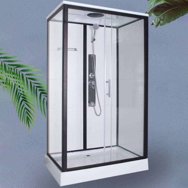 Corner Framed Shower Stall Single Sliding Tempered Glass Shower Stall Clearhalo 'Bathroom Remodel & Bathroom Fixtures' 'Home Improvement' 'home_improvement' 'home_improvement_shower_stalls_enclosures' 'Shower Stalls & Enclosures' 'shower_stalls_enclosures' 'Showers & Bathtubs' 1200x1200_9f139d7f-8b13-44b5-8d47-ce10ede1d1d4