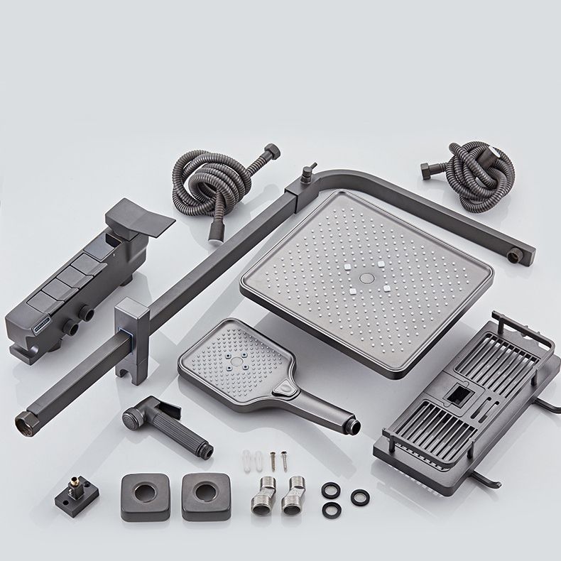 Square Shower Head Combo Wall Mount Digital Display with Rain Shower Head and Hand Shower Clearhalo 'Bathroom Remodel & Bathroom Fixtures' 'Home Improvement' 'home_improvement' 'home_improvement_shower_faucets' 'Shower Faucets & Systems' 'shower_faucets' 'Showers & Bathtubs Plumbing' 'Showers & Bathtubs' 1200x1200_9f24958d-7504-41fe-bf58-6064611dd28b