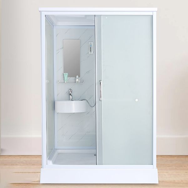 Shower Stall Semi-Frameless Single Sliding Rectangle White Frosted Shower Enclosure Clearhalo 'Bathroom Remodel & Bathroom Fixtures' 'Home Improvement' 'home_improvement' 'home_improvement_shower_stalls_enclosures' 'Shower Stalls & Enclosures' 'shower_stalls_enclosures' 'Showers & Bathtubs' 1200x1200_9f255308-3dbb-4cfe-8cad-639298c2b367