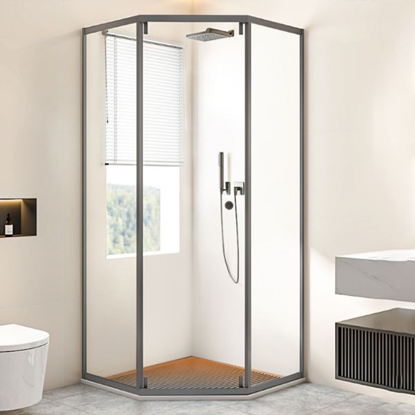 Neo-Angle Transparent Tempered Shower Enclosure Stainless Steel Frame Shower Stall Clearhalo 'Bathroom Remodel & Bathroom Fixtures' 'Home Improvement' 'home_improvement' 'home_improvement_shower_stalls_enclosures' 'Shower Stalls & Enclosures' 'shower_stalls_enclosures' 'Showers & Bathtubs' 1200x1200_9f4c8570-2fa3-4b2f-897b-9f6fbce41ad2