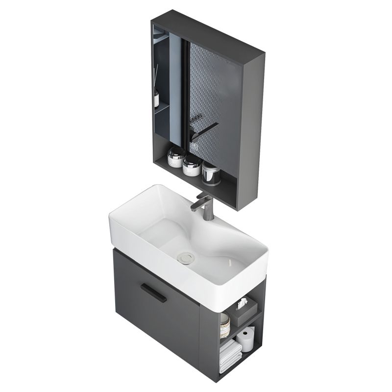 Single Sink Bathroom Vanity Modern White Ceramic Rectangular Vanity Set Clearhalo 'Bathroom Remodel & Bathroom Fixtures' 'Bathroom Vanities' 'bathroom_vanities' 'Home Improvement' 'home_improvement' 'home_improvement_bathroom_vanities' 1200x1200_9f4f1638-bd7f-420b-a54d-c81427f8a1c2